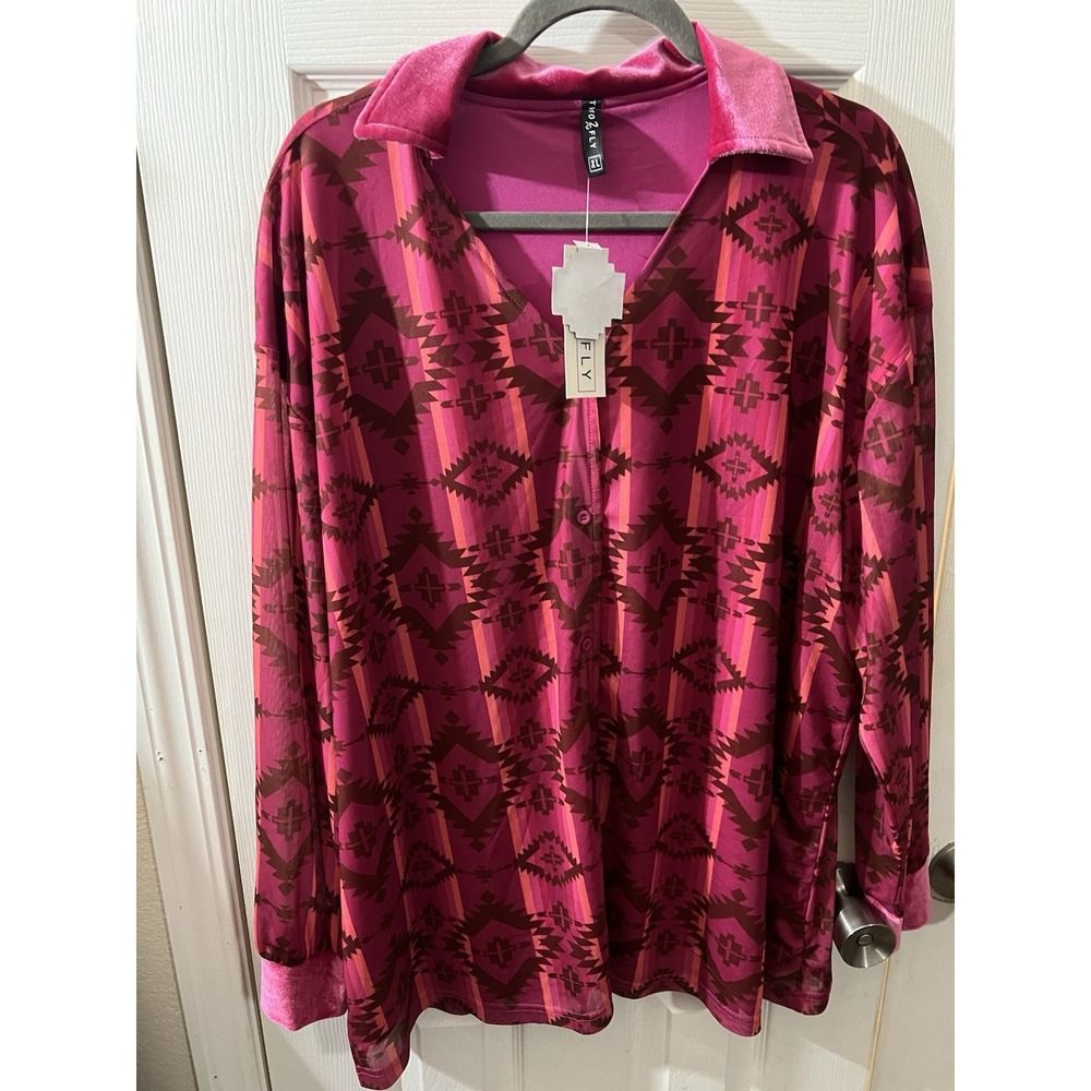 NWT  2FLY ~ Lone Ranger‎ Top Size XL PINK ~ AZTEC ~ TOP